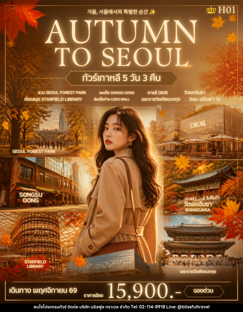 ทัวร์เกาหลี QUEEN  AUTUMN TO SEOUL - บริษัท บลิสฟูล ทราเวล จำกัด